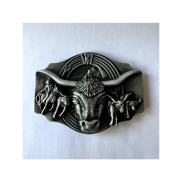 Longhorn Cattle Roundup Western Country Belt Buckle - Picture 1 of 8